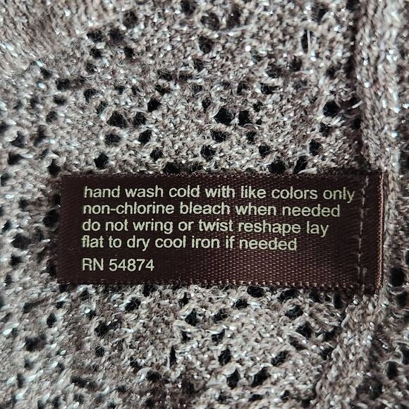 The Limited Taupe Open Knit Sweater with Metallic Gold Accents Size Medium