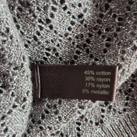 The Limited Taupe Open Knit Sweater with Metallic Gold Accents Size Medium