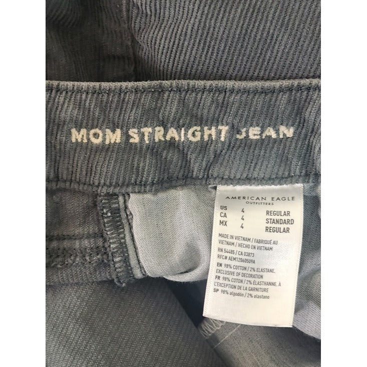 American Eagle Dusty Green Mom Straight Corduroy Jeans Size 4
