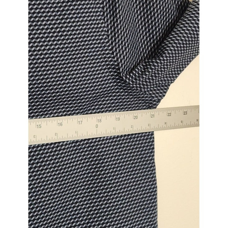 Perry Ellis Navy Geometric Print Long Sleeve Button Down Shirt Size Medium