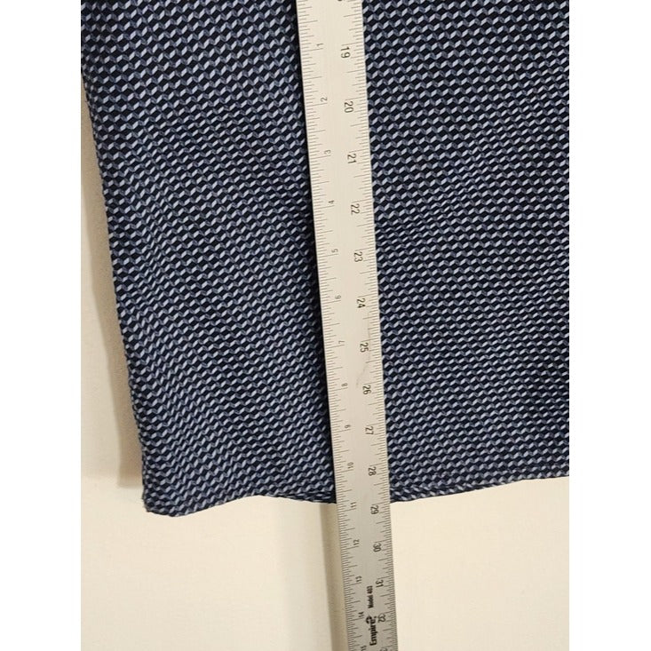 Perry Ellis Navy Geometric Print Long Sleeve Button Down Shirt Size Medium