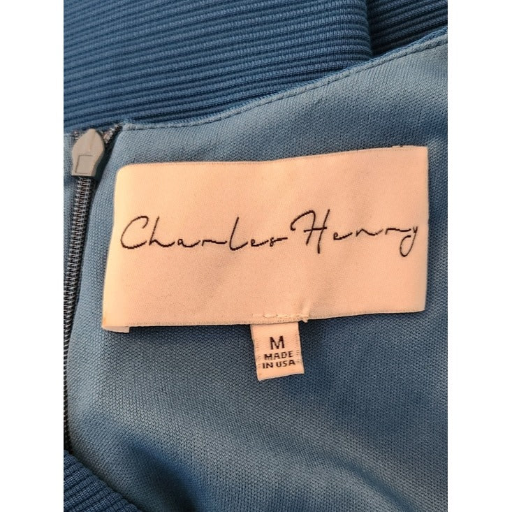 Charles Henry Blue Textured Sheath Dress Size Medium Wedding Guest Dress
