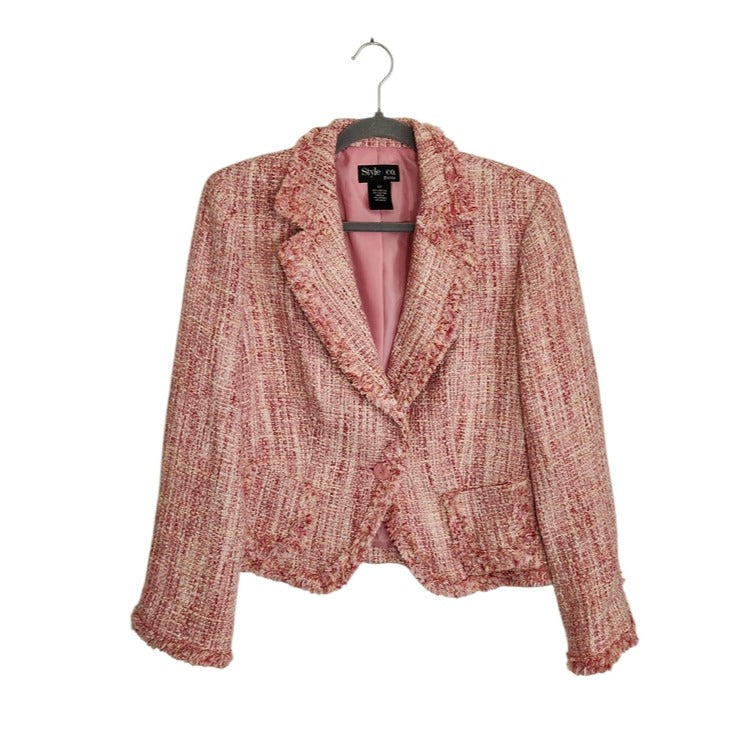Style & Co. Pink Tweed Blazer Size 12 Petite