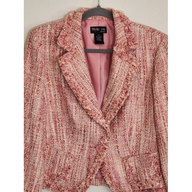 Style & Co. Pink Tweed Blazer Size 12 Petite