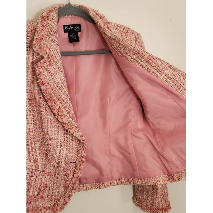 Style & Co. Pink Tweed Blazer Size 12 Petite