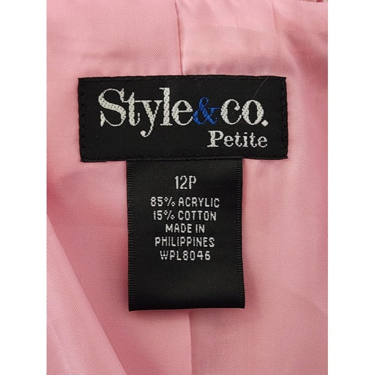 Style & Co. Pink Tweed Blazer Size 12 Petite