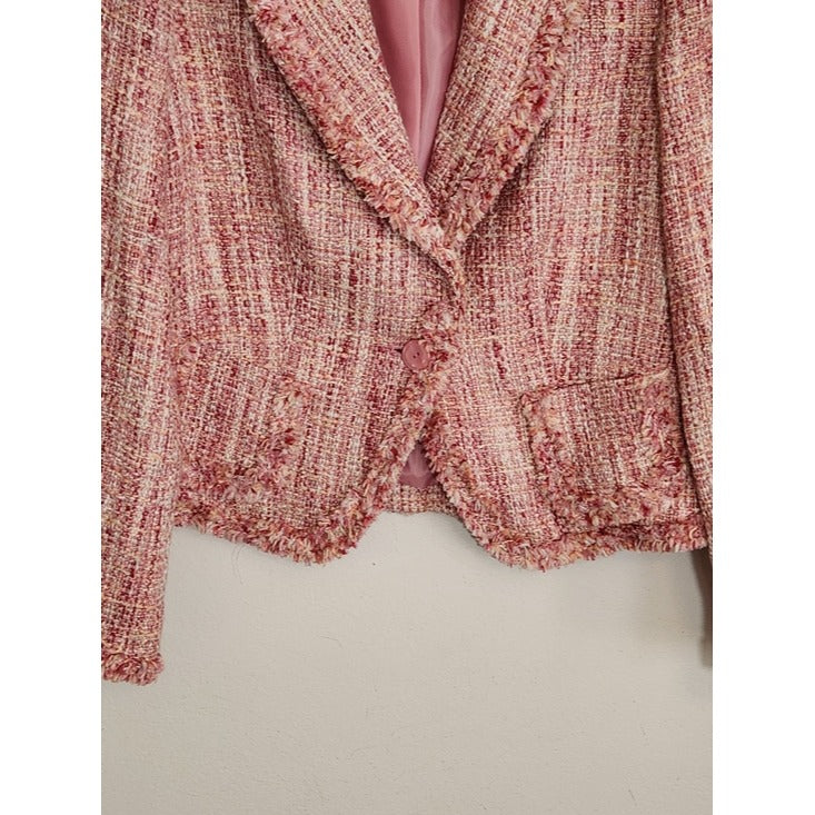 Style & Co. Pink Tweed Blazer Size 12 Petite