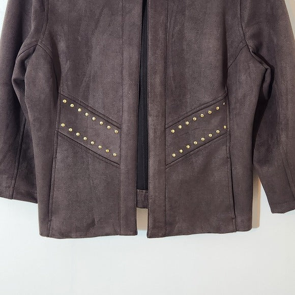 Allison Daley Brown Faux Suede Jacket Medium