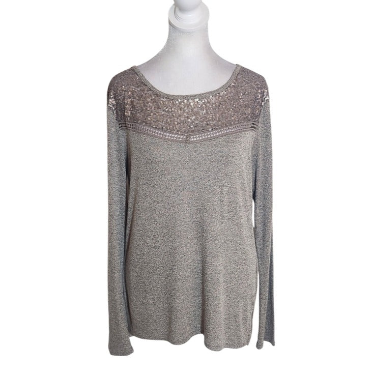 Daytrip Heather Brown Sequin Top Size Large