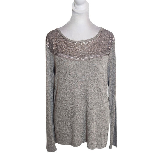 Daytrip Heather Brown Sequin Top Size Large