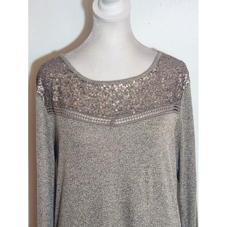 Daytrip Heather Brown Sequin Top Size Large