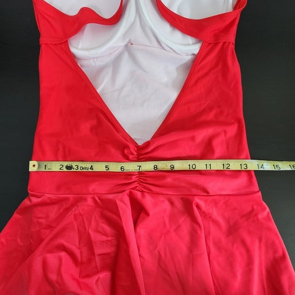 Red Halter Swim Dress with Attached Shorts Size XXL