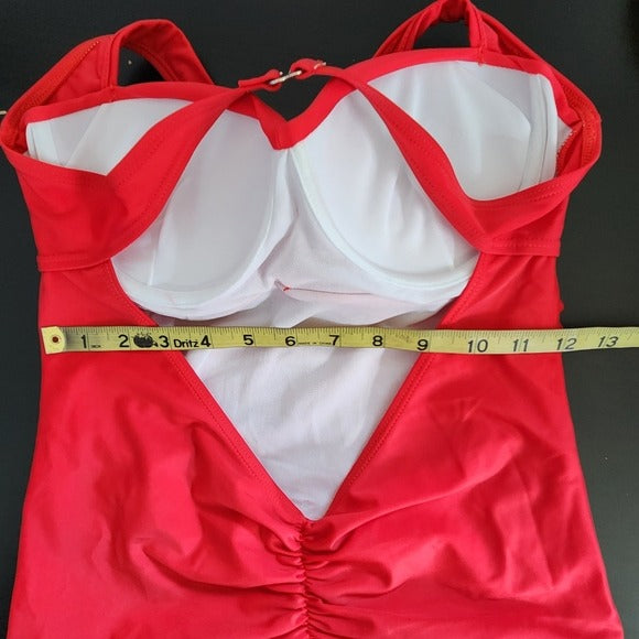 Red Halter Swim Dress with Attached Shorts Size XXL