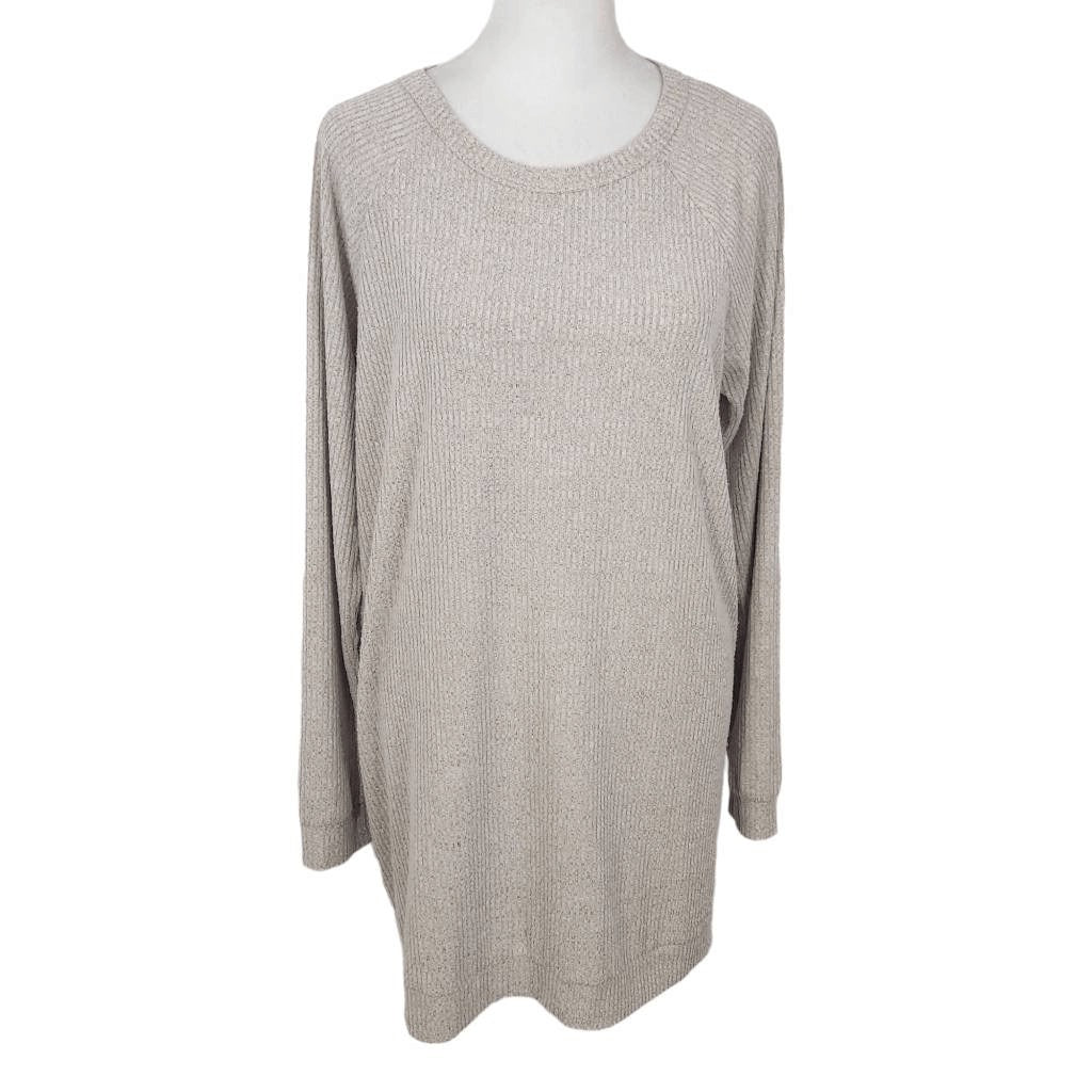 Bobi Cream Ribbed Knit Tunic Size Medium Oatmeal Tunic