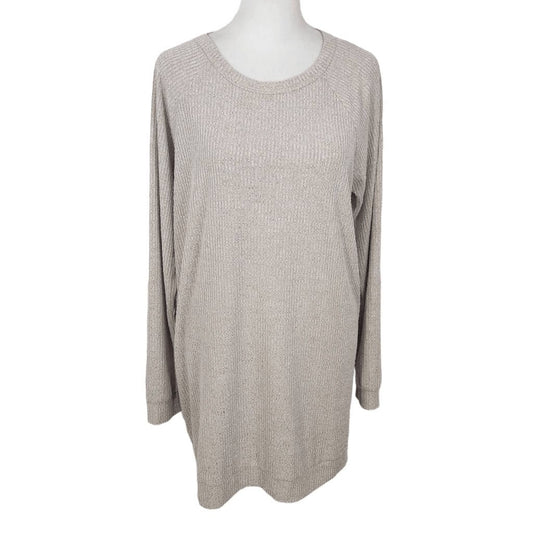 Bobi Cream Ribbed Knit Tunic Size Medium Oatmeal Tunic