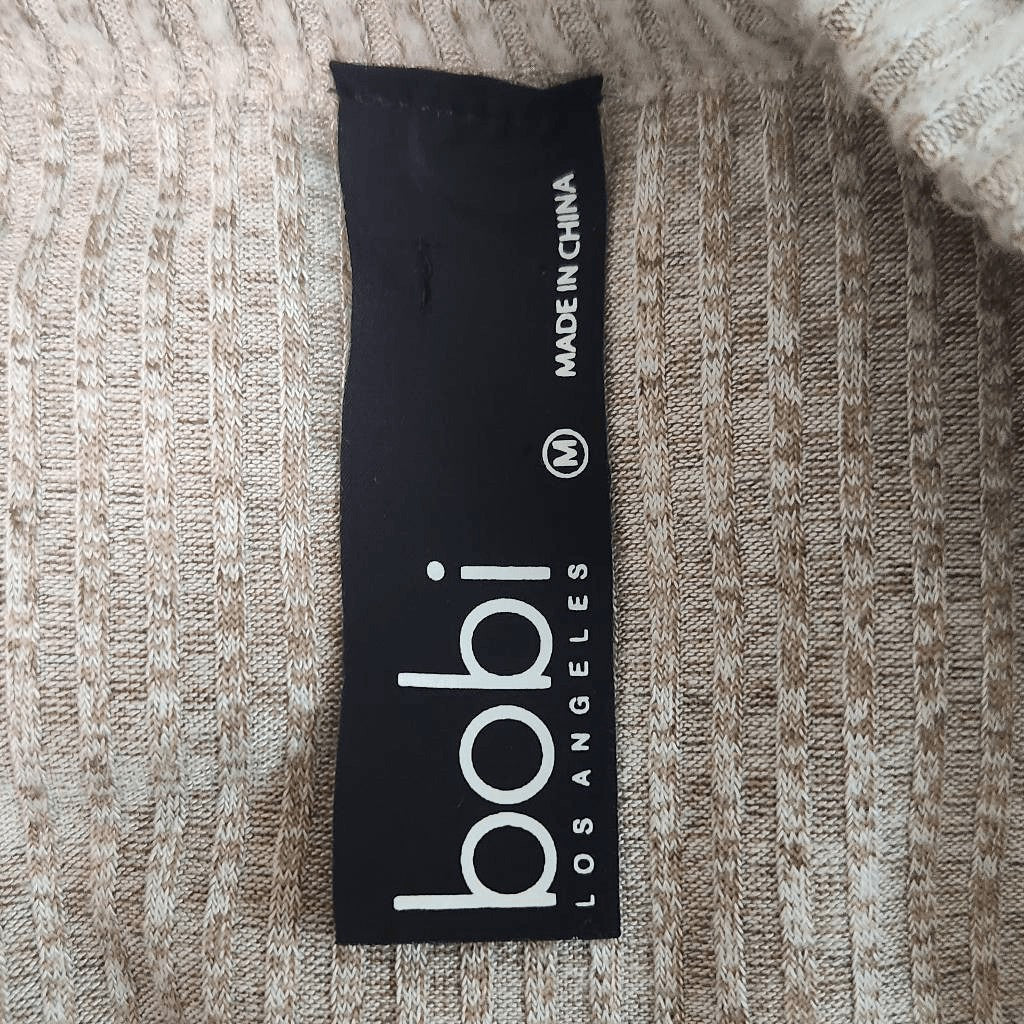 Bobi Cream Ribbed Knit Tunic Size Medium Oatmeal Tunic