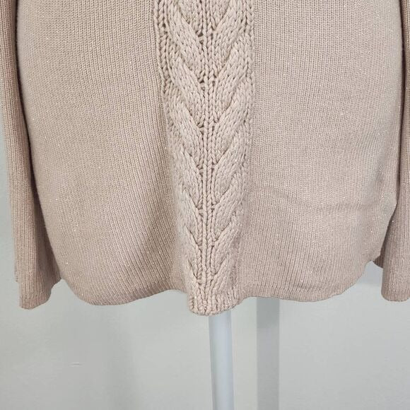 White House Black Market Pink Open Shoulder Knit Top Size Medium