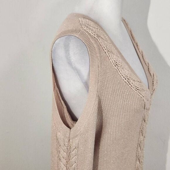 White House Black Market Pink Open Shoulder Knit Top Size Medium