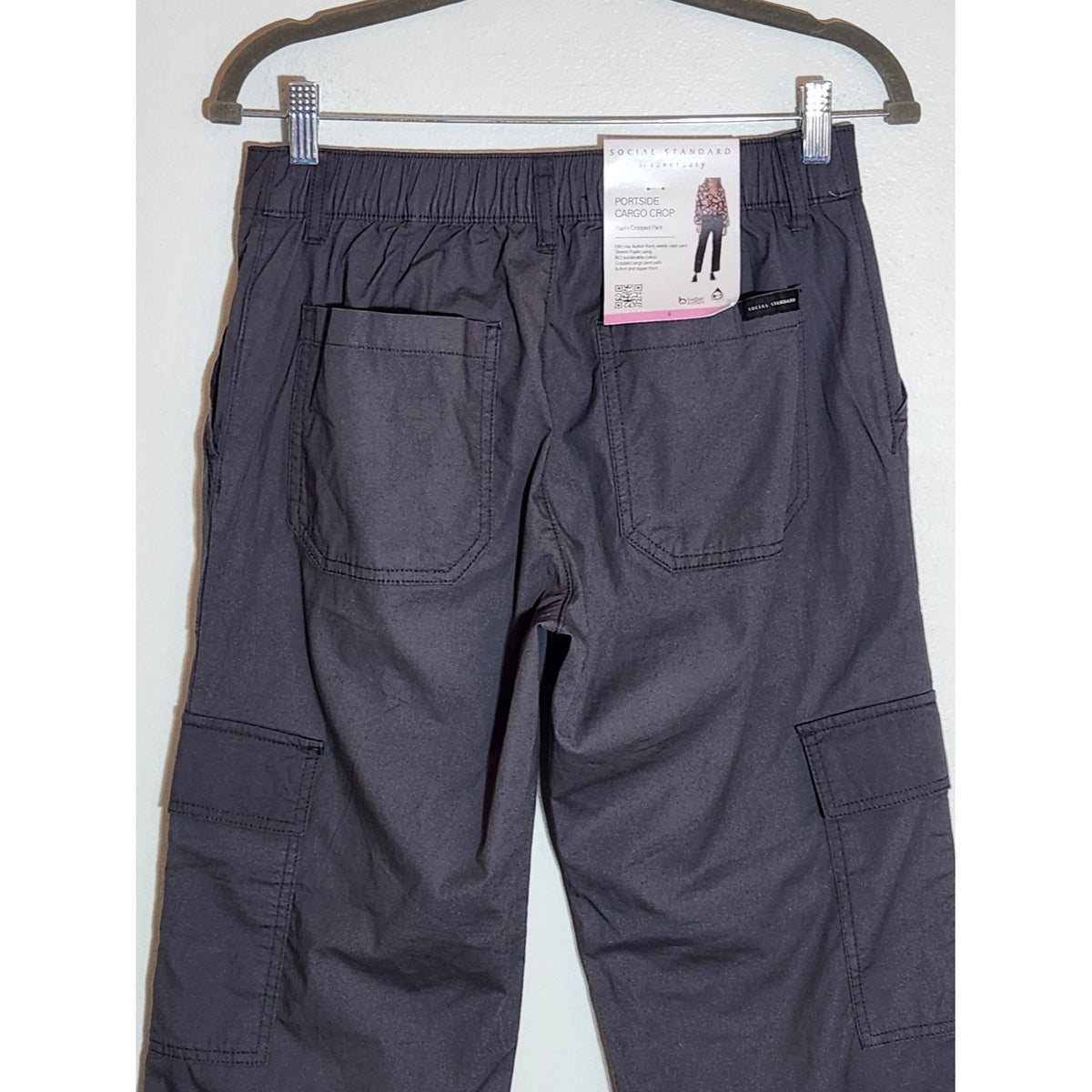 Social Standard by Sanctuary Washed Black Cropped Cargo Pants NWT Size Small