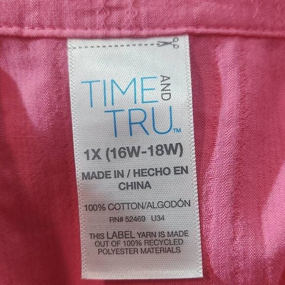 Time and Tru Pink Cotton Matching Set Size XL 16-18