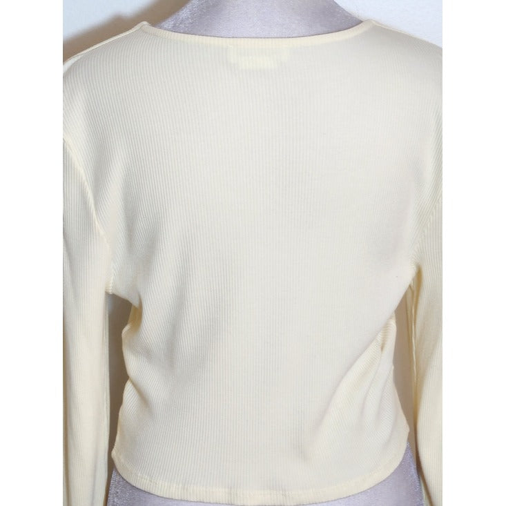 Lovers and Friends Cream Ribbed Knit Cropped Top Size Large