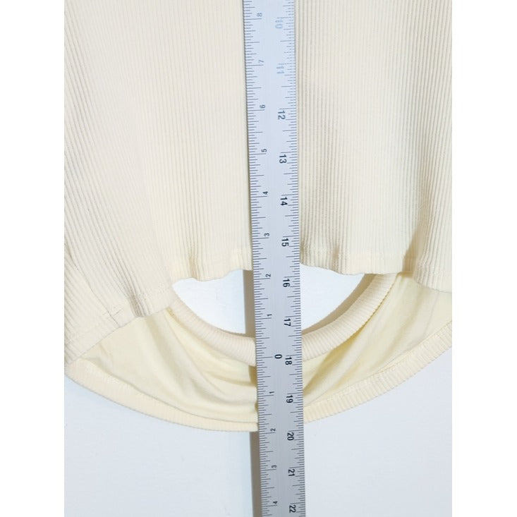 Lovers and Friends Cream Ribbed Knit Cropped Top Size Large