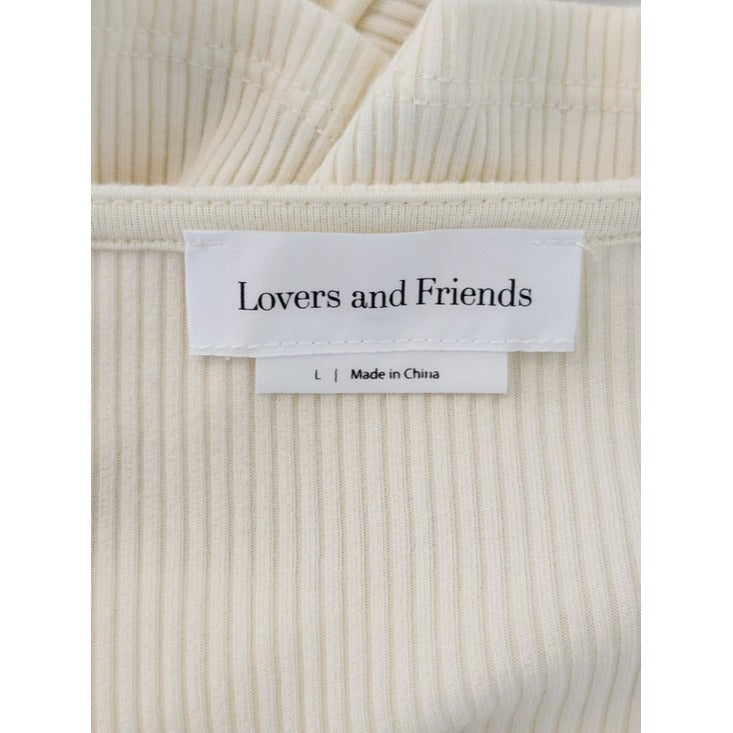 Lovers and Friends Cream Ribbed Knit Cropped Top Size Large