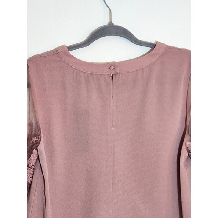 Lulus Mauve Pink Lace Sleeve Blouse Size Medium NWT