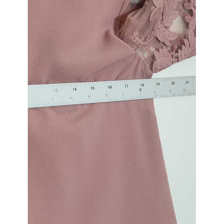 Lulus Mauve Pink Lace Sleeve Blouse Size Medium NWT