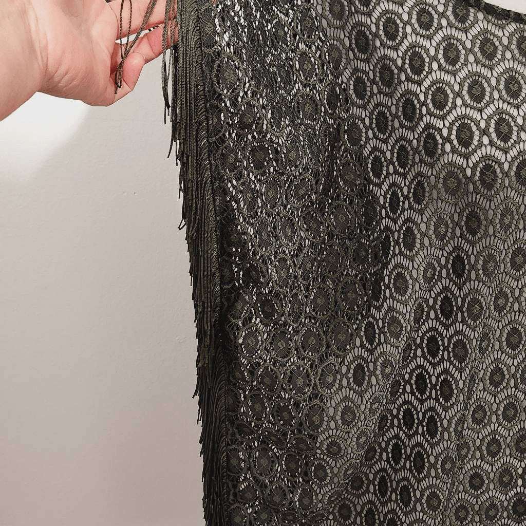 i Jeans by Buffalo Green Crochet Top with Fringe Size Medium Crochet Fringe Top