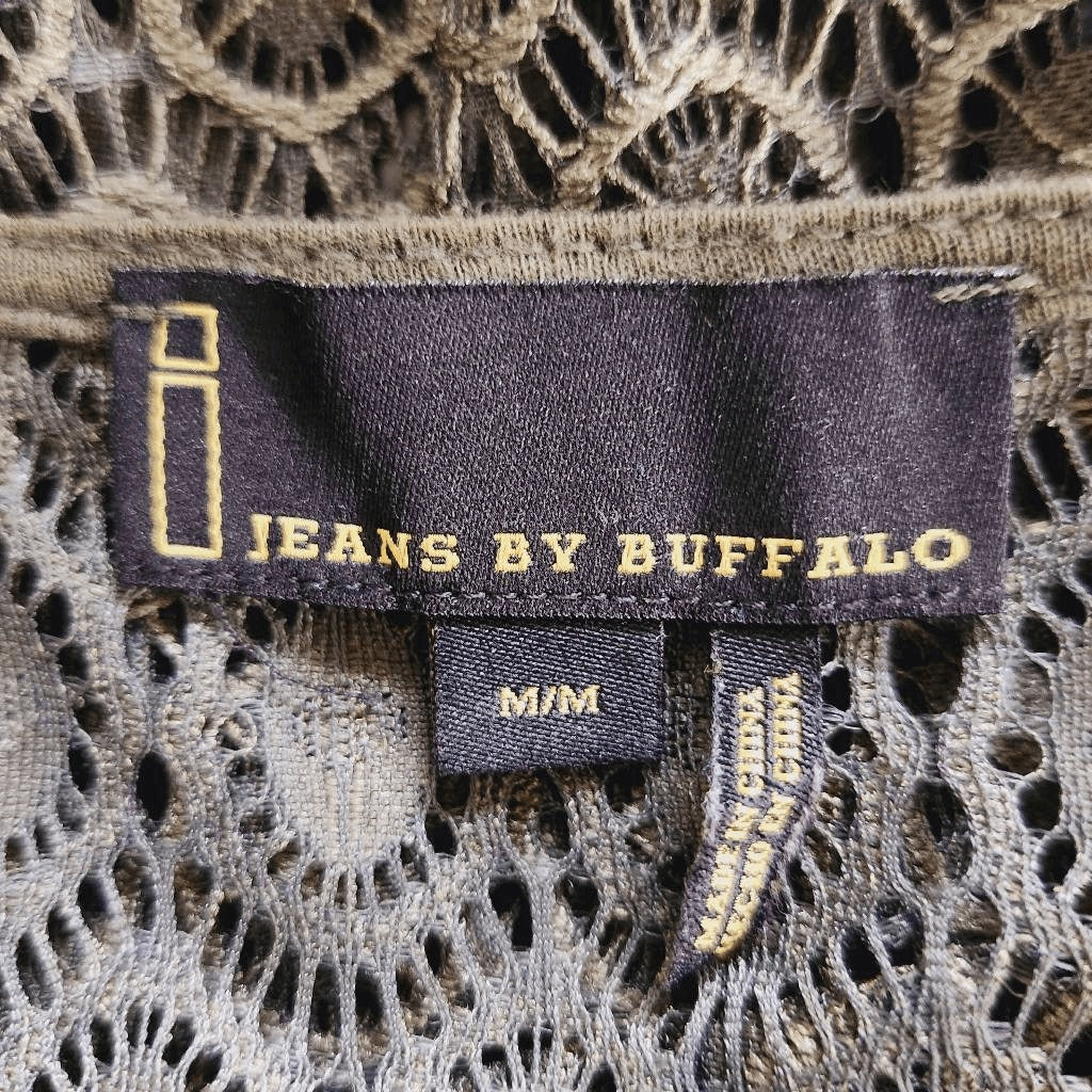 i Jeans by Buffalo Green Crochet Top with Fringe Size Medium Crochet Fringe Top