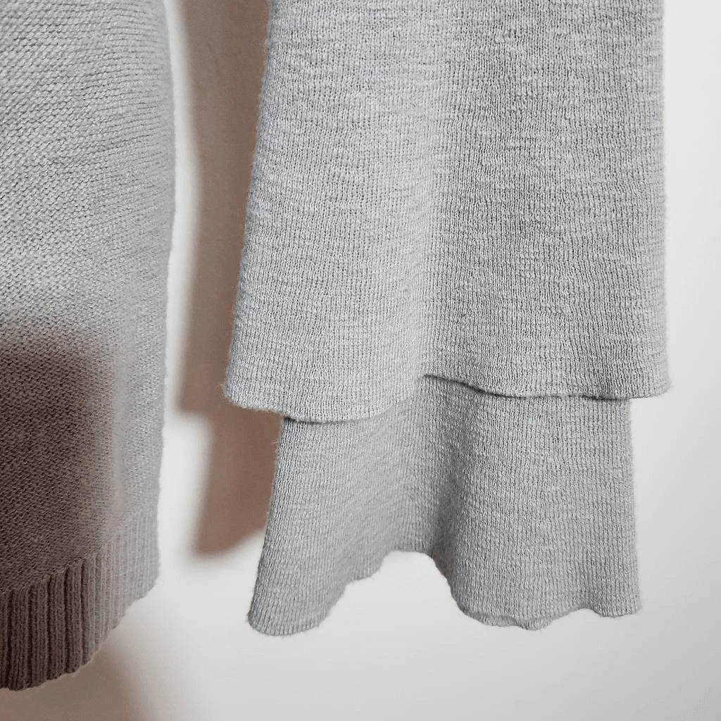 J. Crew Gray Cardigan Sweater with Ruffle Sleeves Size Medium Gray Open Cardigan