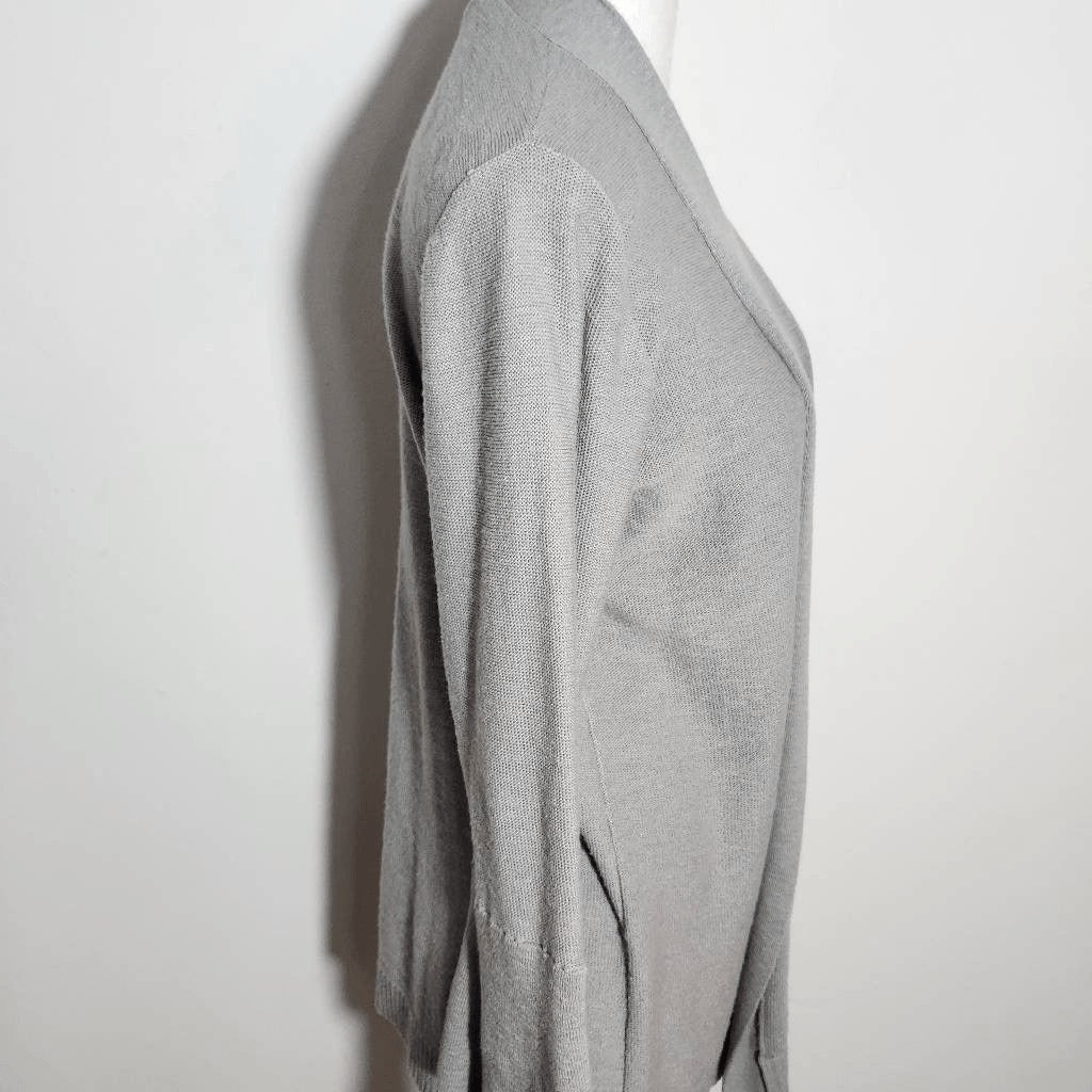 J. Crew Gray Cardigan Sweater with Ruffle Sleeves Size Medium Gray Open Cardigan