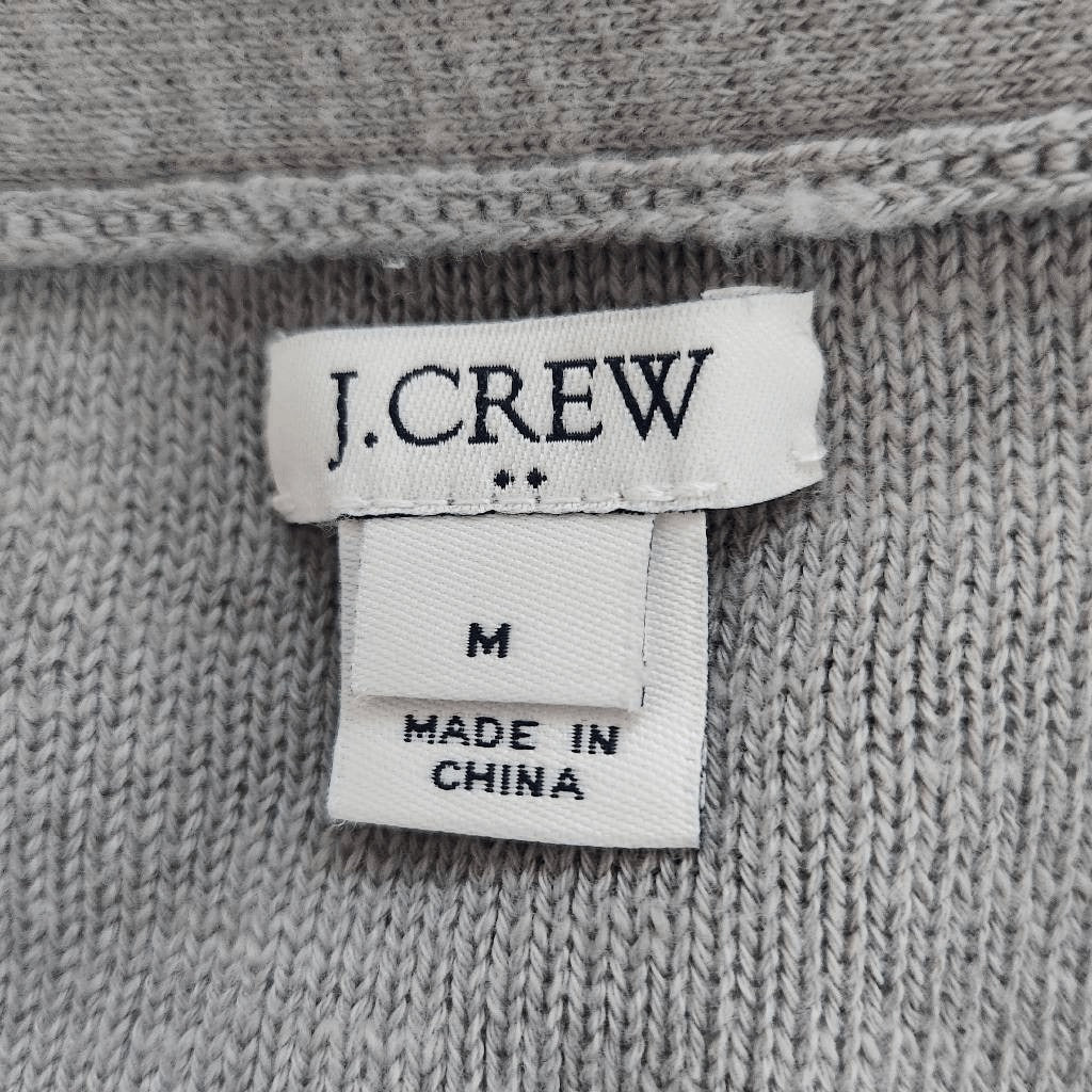 J. Crew Gray Cardigan Sweater with Ruffle Sleeves Size Medium Gray Open Cardigan
