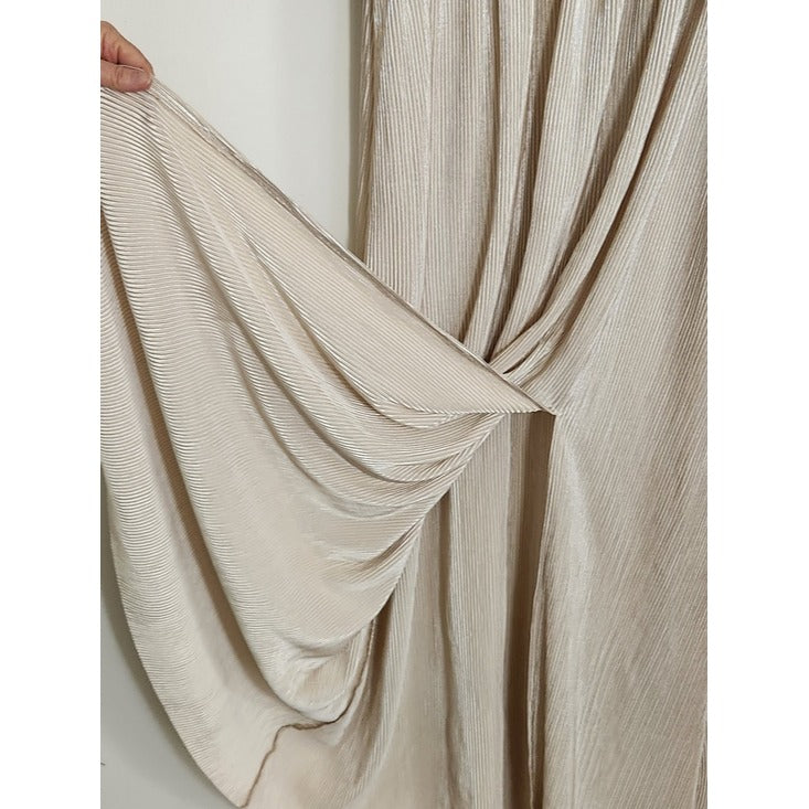 See N Be Seen Champagne Metallic Plisse Maxi Dress Size 1X Wedding Guest Dress