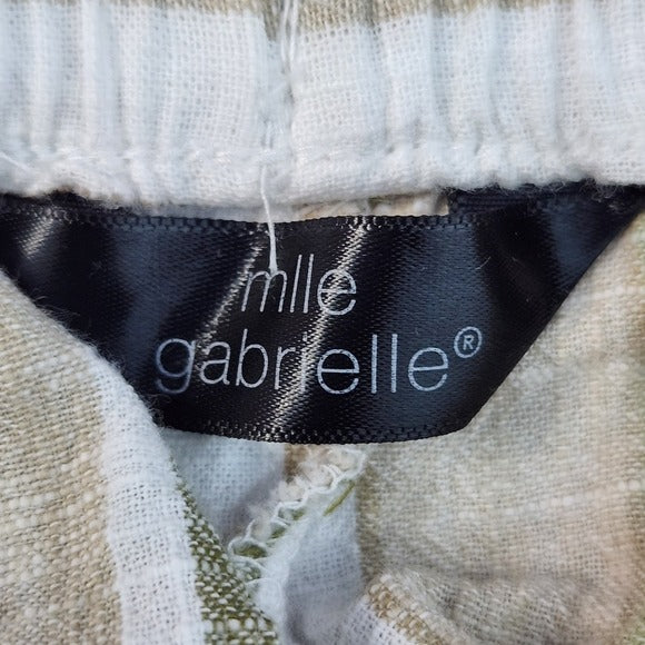 Mlle Gabrielle Tan and Green Striped Cotton Wide Leg Pull-on Pants Size 3X