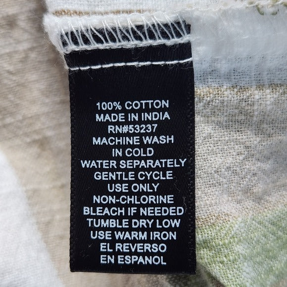 Mlle Gabrielle Tan and Green Striped Cotton Wide Leg Pull-on Pants Size 3X