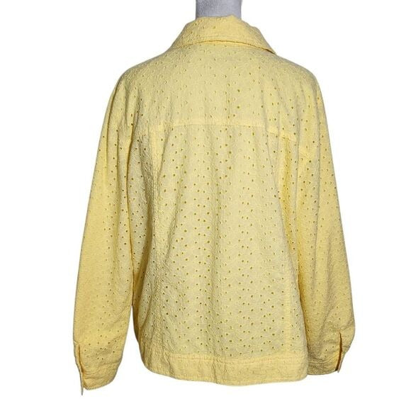 JM Collection Yellow Eyelet Lace Jacket Size 16 Lemon Yellow Lace Jacket