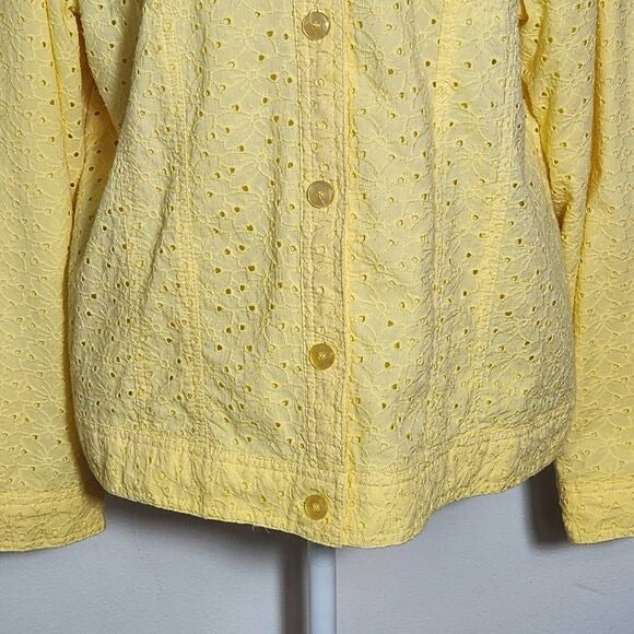 JM Collection Yellow Eyelet Lace Jacket Size 16 Lemon Yellow Lace Jacket