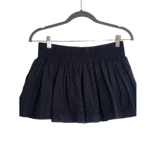 Victoria's Secret PINK Black Eyelet Lace Full Mini Skirt Size Medium