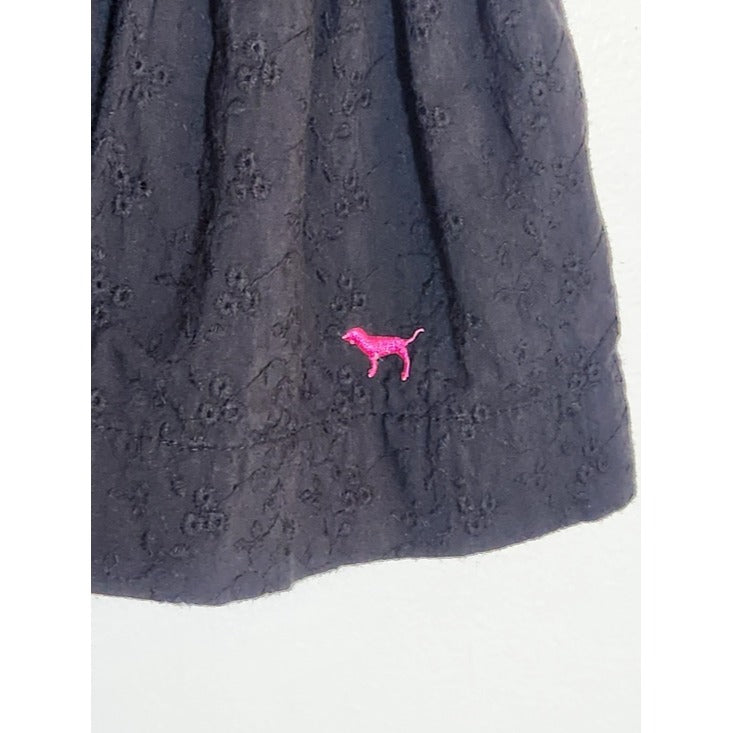 Victoria's Secret PINK Black Eyelet Lace Full Mini Skirt Size Medium