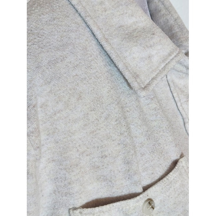 Altar'd State Oatmeal Cream Distressed Knit Button Up Shirt Size Medium