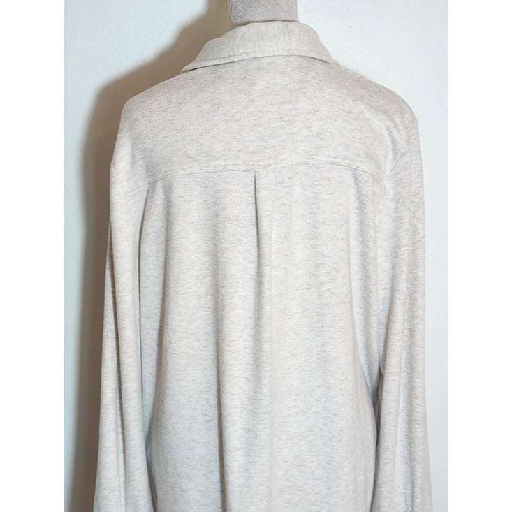 Altar'd State Oatmeal Cream Distressed Knit Button Up Shirt Size Medium