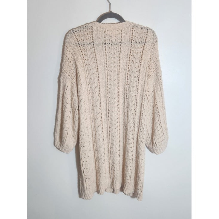 LC Lauren Conrad Cream Pointelle Knit Button Up Cardigan Sweater Size XL