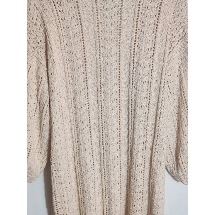 LC Lauren Conrad Cream Pointelle Knit Button Up Cardigan Sweater Size XL