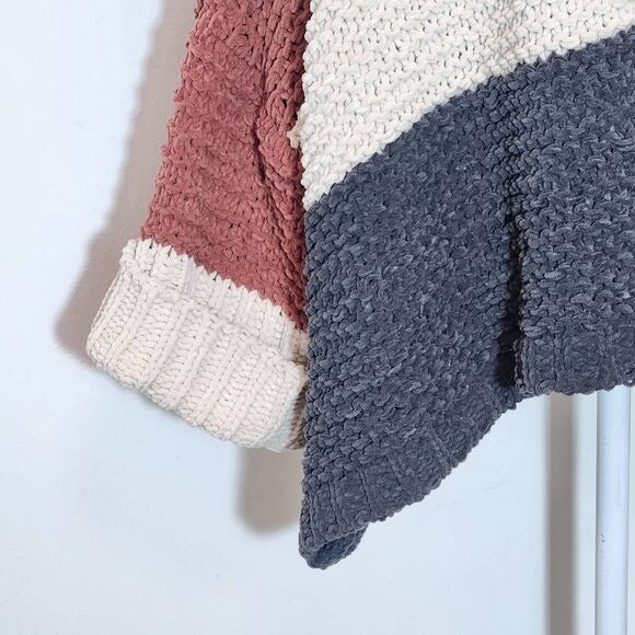 Pol Brown and Gray Chenille Oversized Sweater Size Small Chunky Knit Sweater