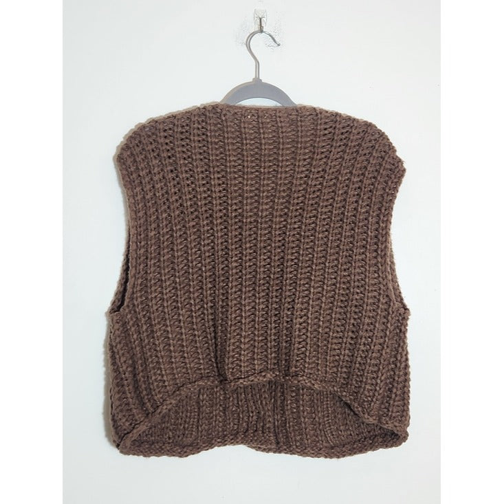 Sunday Up Brown Sweater Vest Cardigan Size Large
