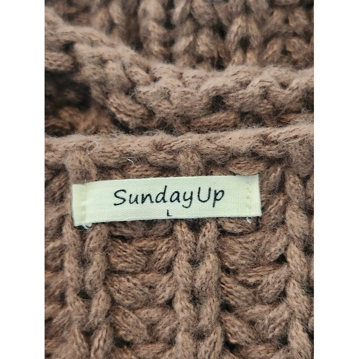 Sunday Up Brown Sweater Vest Cardigan Size Large