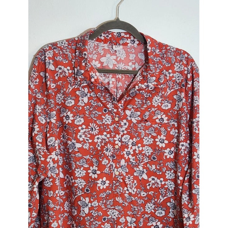 Gap Coral Red Floral Blouse Size XXL