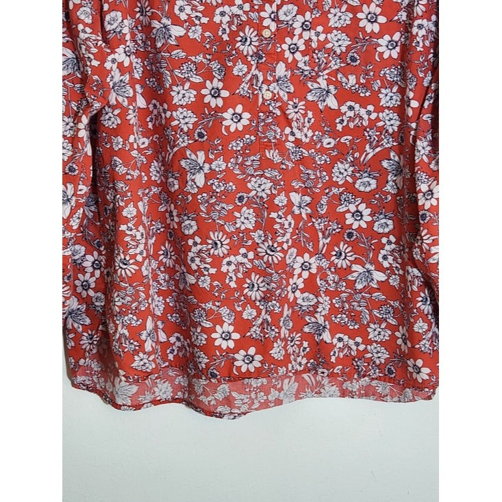 Gap Coral Red Floral Blouse Size XXL